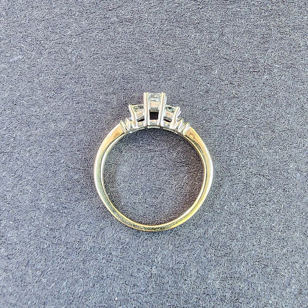 14K Yellow White Gold Past Present Future Princess Cut Diamond Ring - Picture 3 of 11